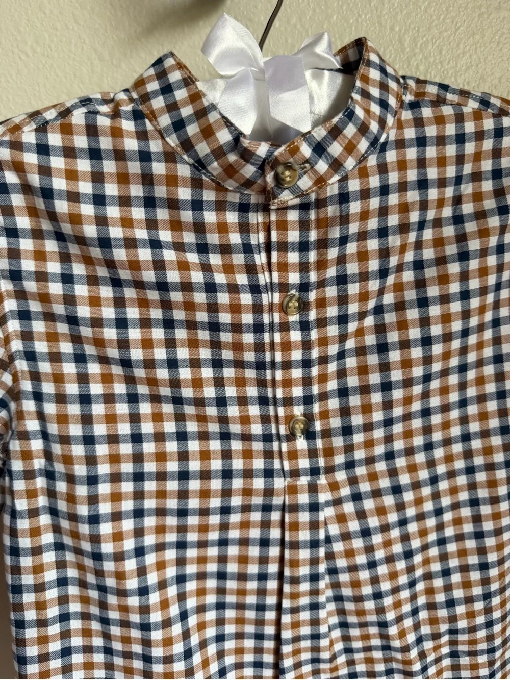 Edgehill Collection Little Boys Plaid Mandarin Collar Long Sleeve Shirt & Pants
